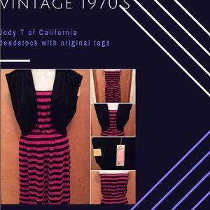 Vintage 70’s- Jody T of California / Black and Pink Strapless Dress & bolero